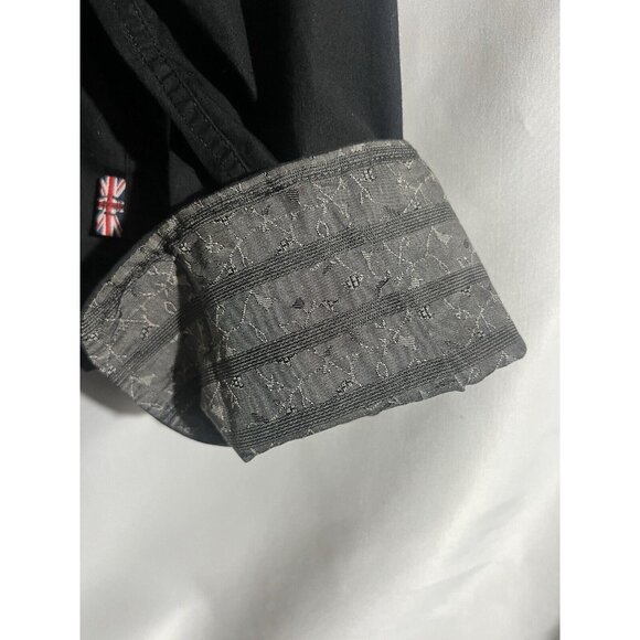 English Laundry Mens Black Shirt L Button Up Embroidered Christopher Wicks M23 - Picture 8 of 14